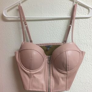 Pink faux leather bralette/ crop top